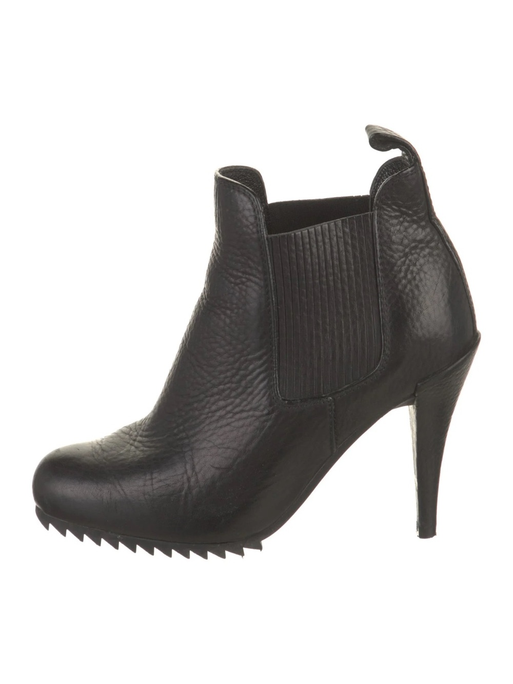 Pedro Garcia Justine Black Pebbled Leather Ankle Heeled Boots Size 39.5